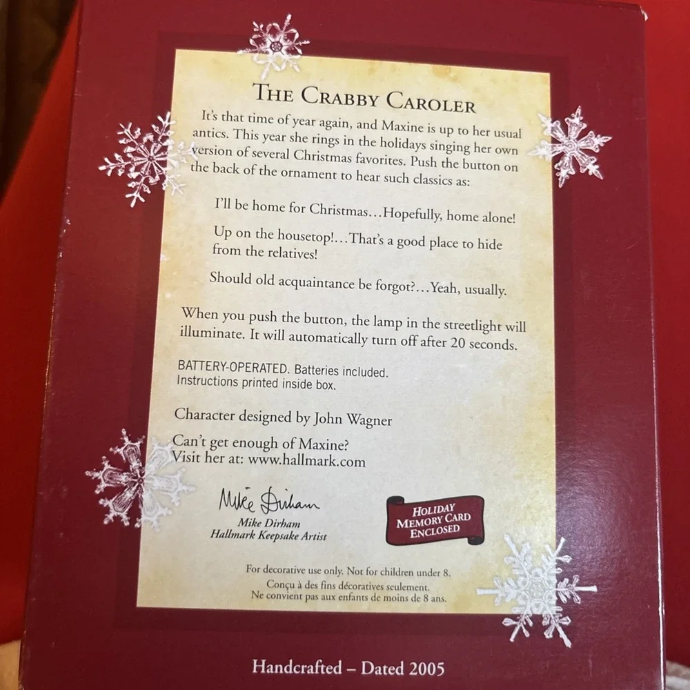 Hallmark Keepsake Ornament 2005 The Crabby Caroler Maxine Floyd Magic Sound